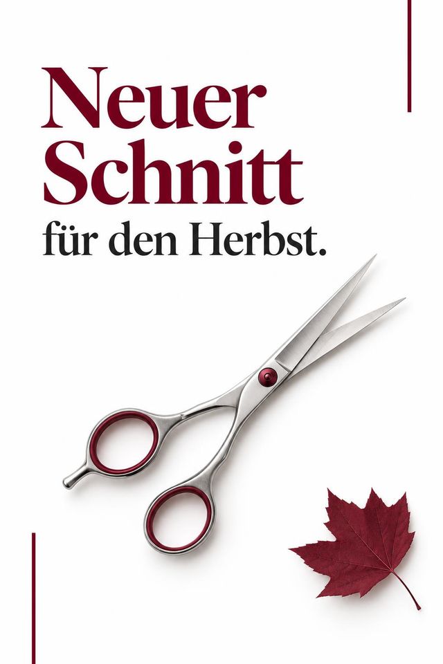 Flyer mit „Neuer Schnitt für den Herbst.“ und einer Friseurschere